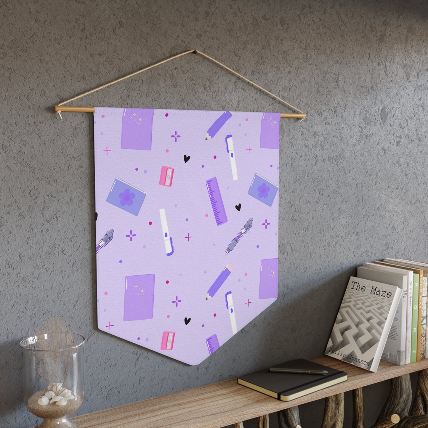 Colorful Stationery Supplies Pennant Banner, Room Wall art