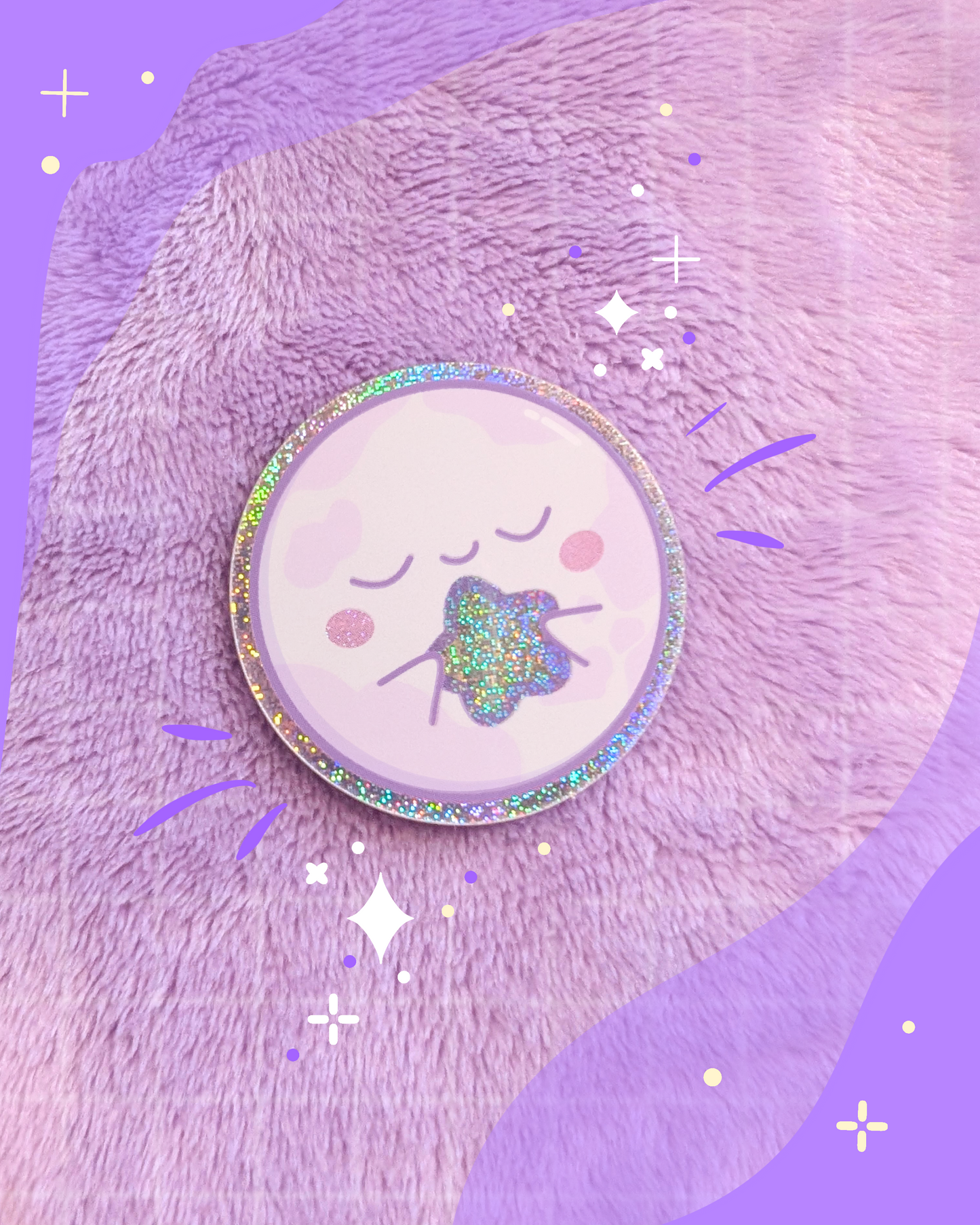 Peaceful moon glitter sticker