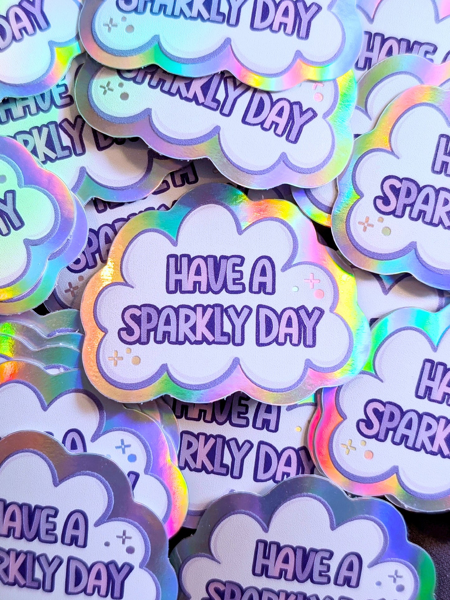 Have a Sparkly Day Cosmos-cloud - holographic sticker