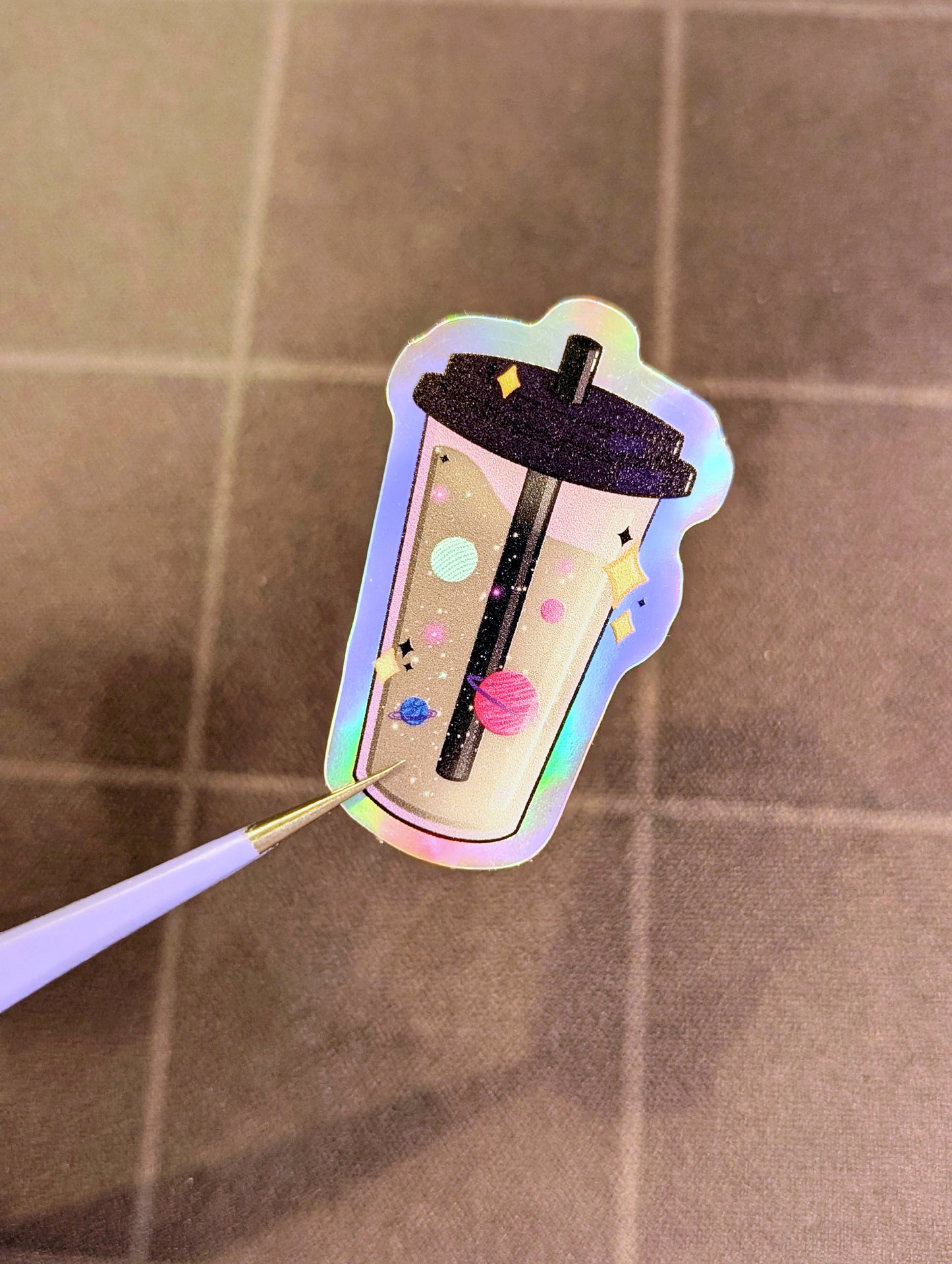 Cosmos Take Out Cup - holographic sticker