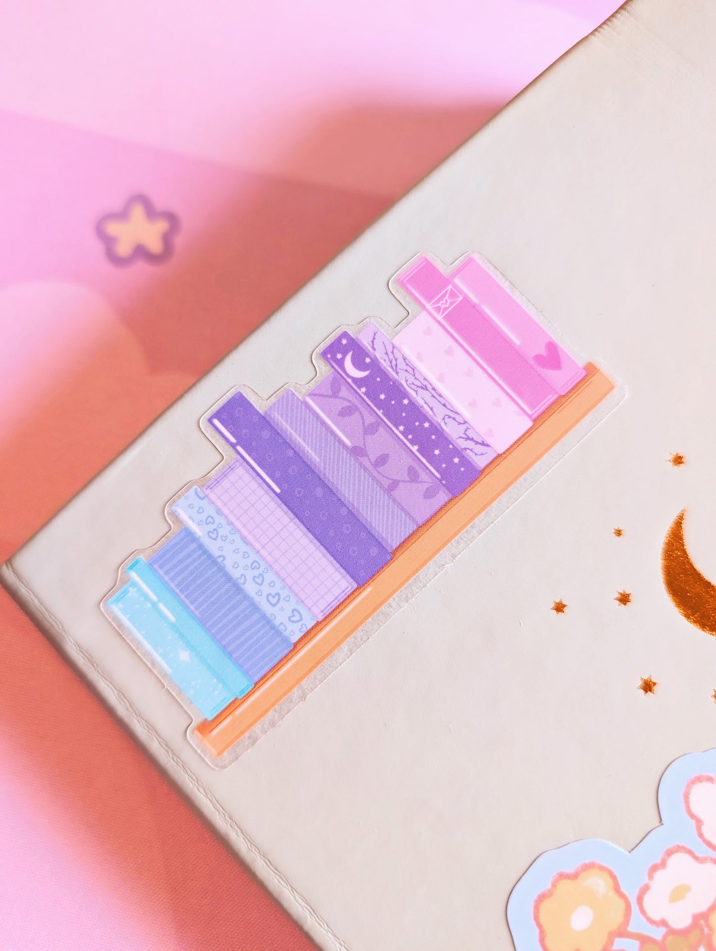 Bright and Pastel Bookish Shelf - Matte Satin Clear Sticker