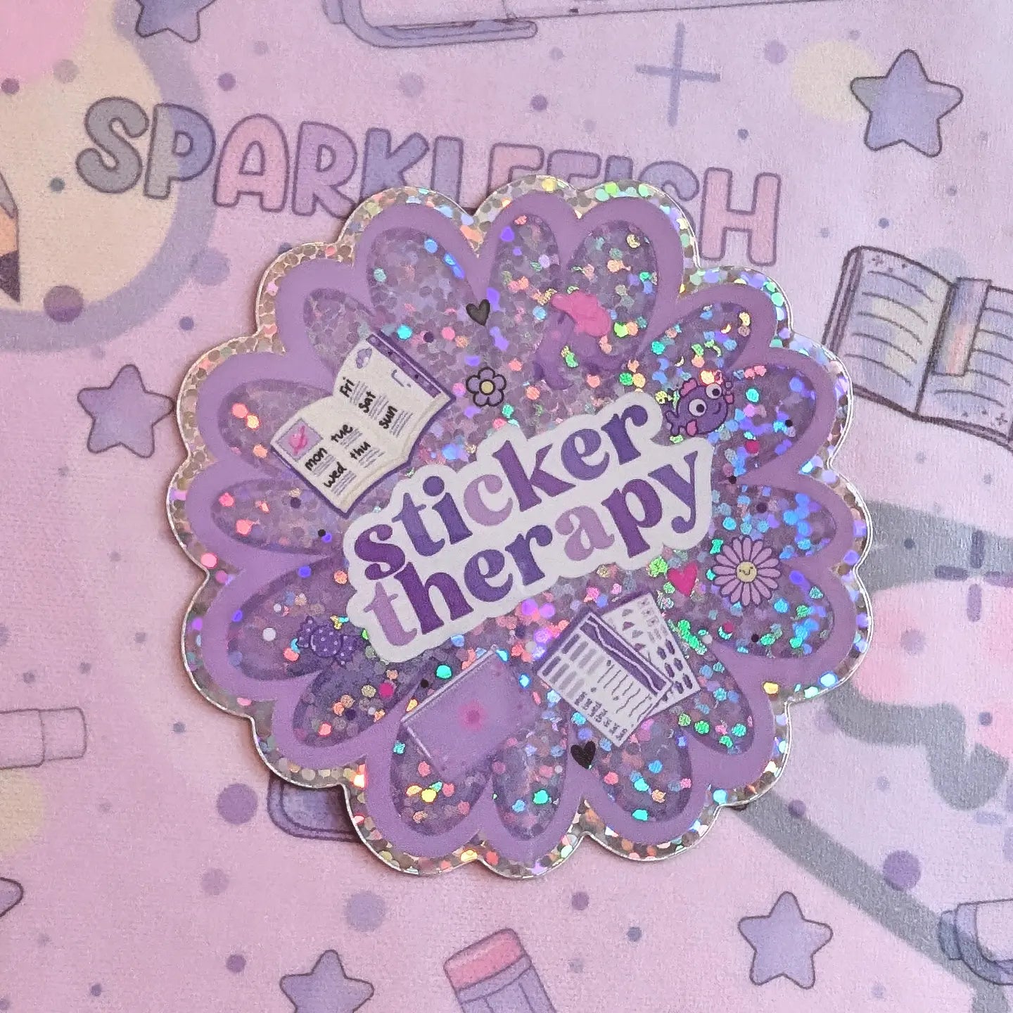 Sticker Therapy Glitter Effect Die Cut Sticker
