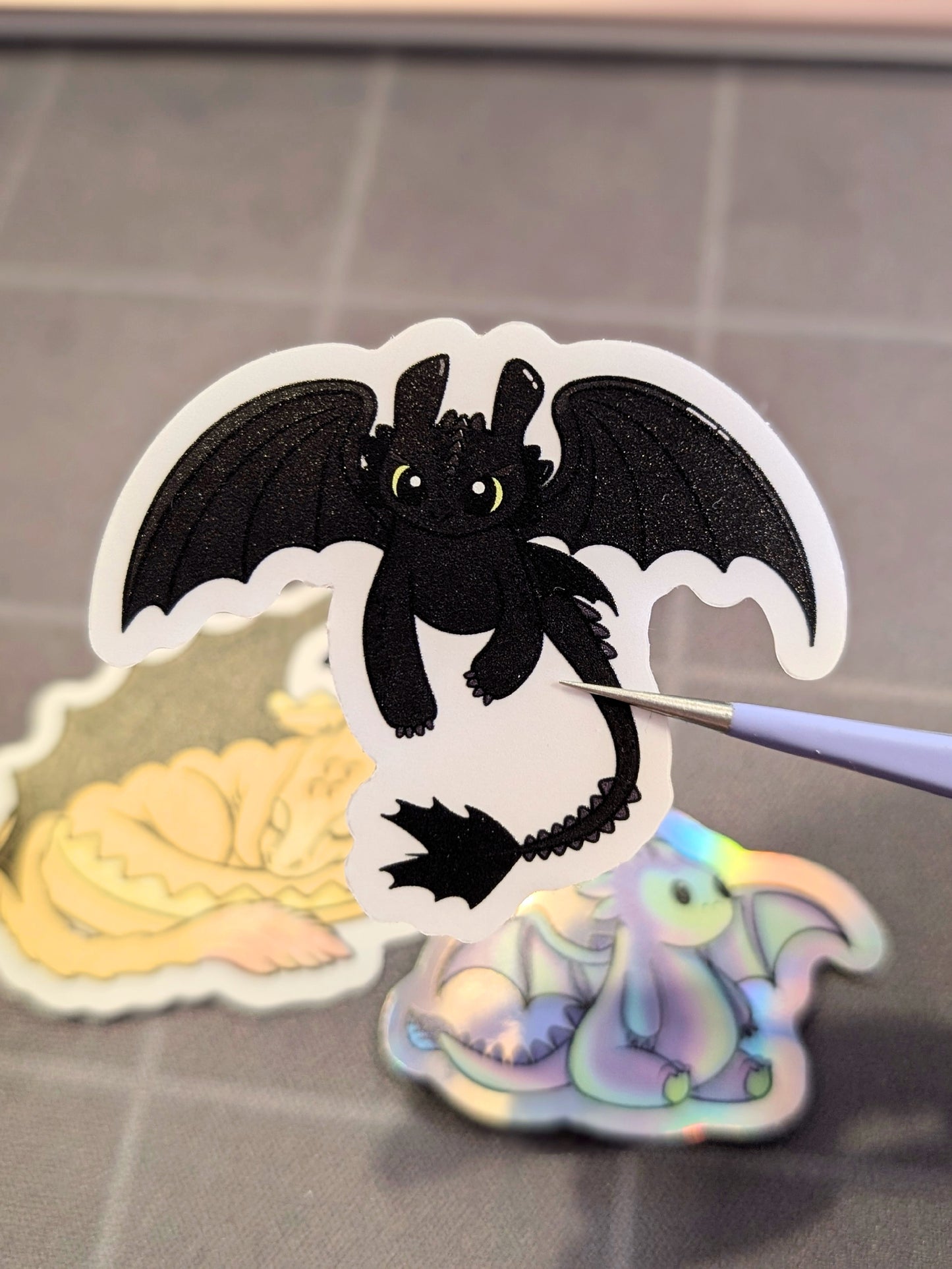 NightFury Style Black Dragon - Clear Waterproof Sticker