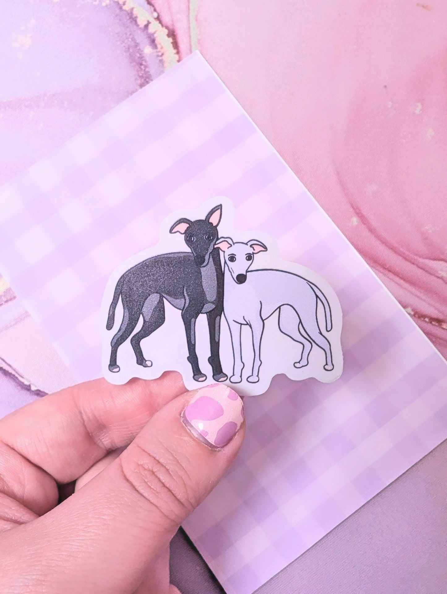 Hound Frens 🐾 - clear waterproof Sticker - sighthound whippet greyhound