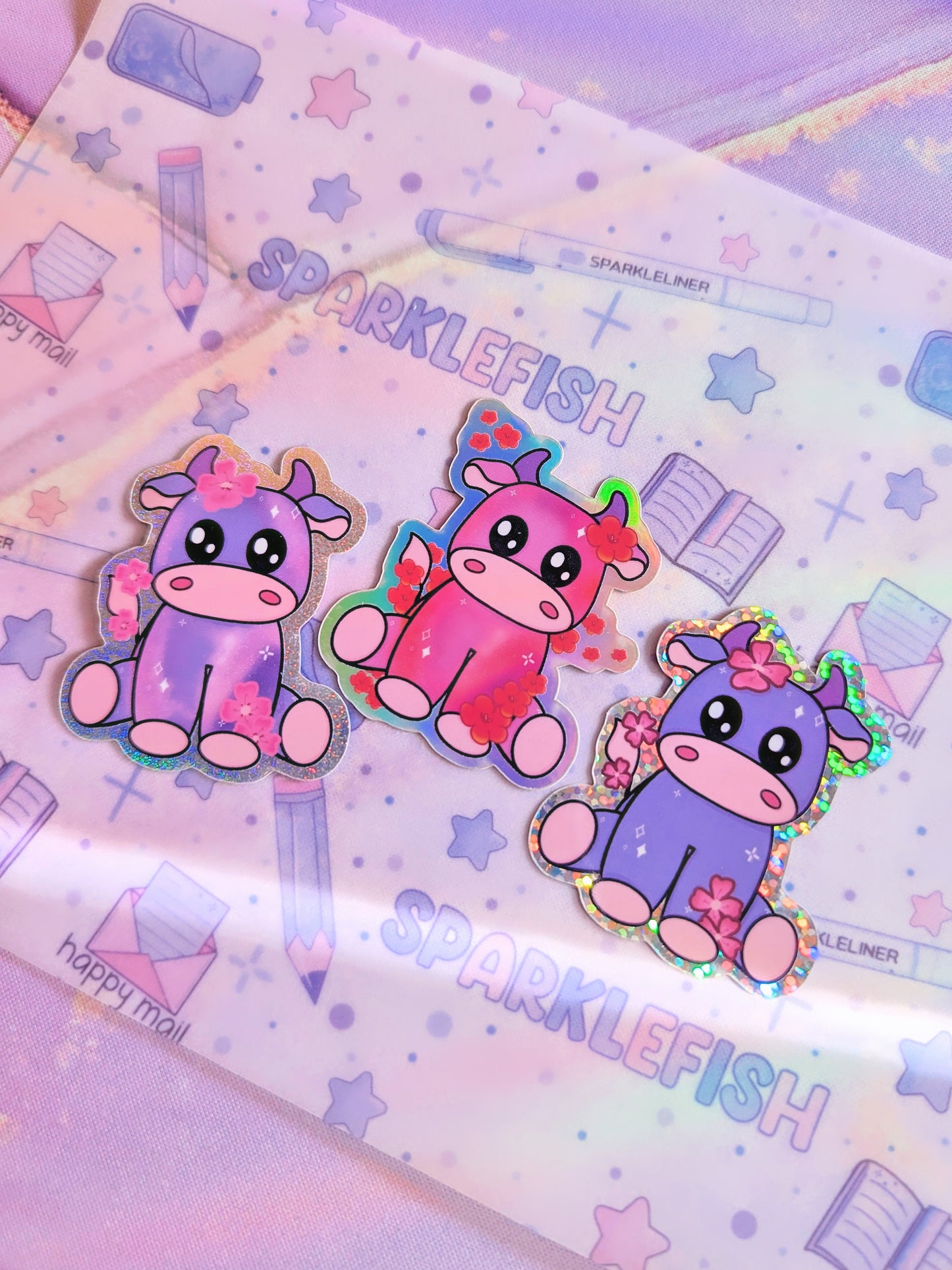 Luna - Blossom Purple Glitter sticker