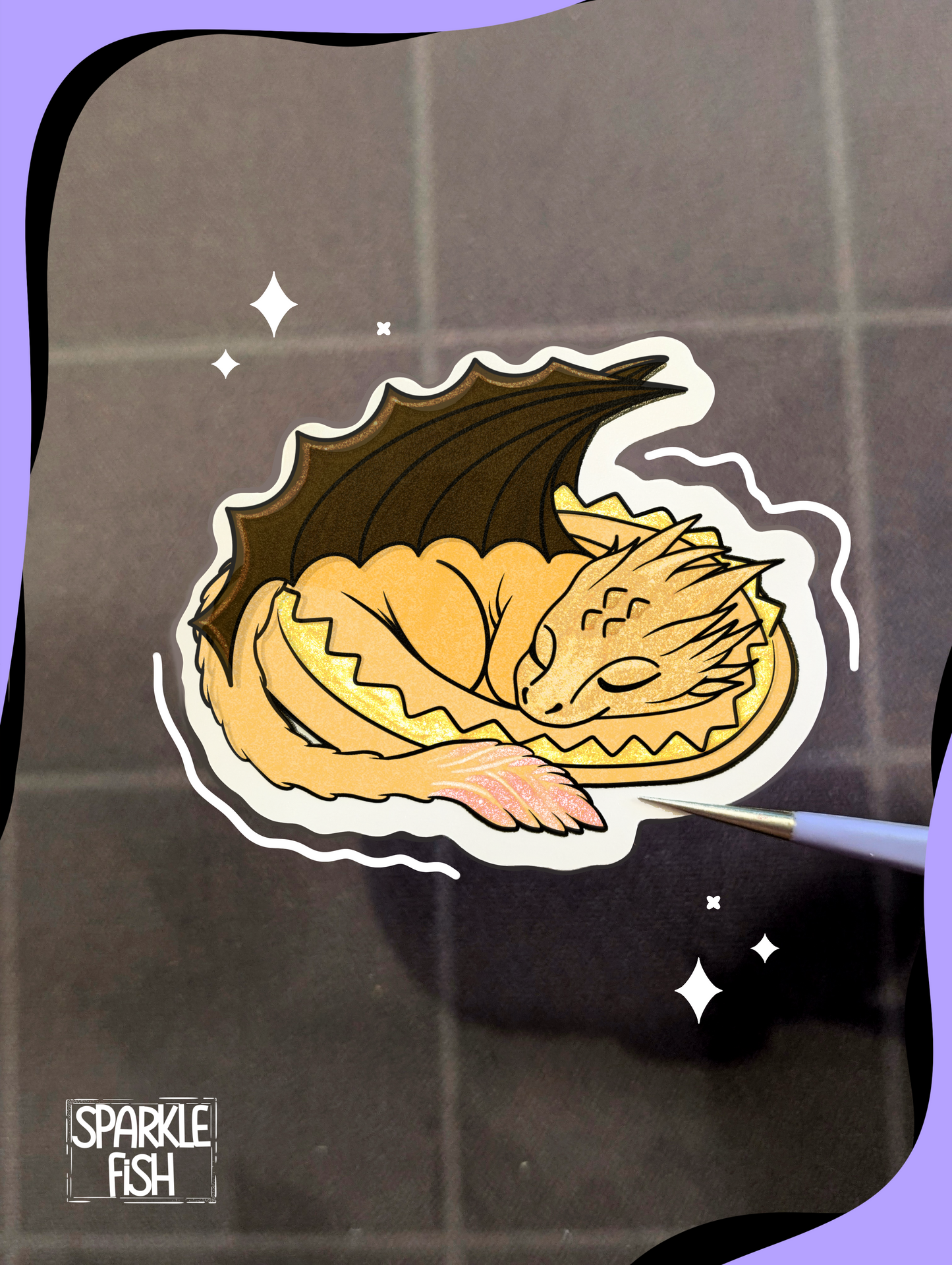 Gold Feathertails Dragon - Clear Waterproof Sticker