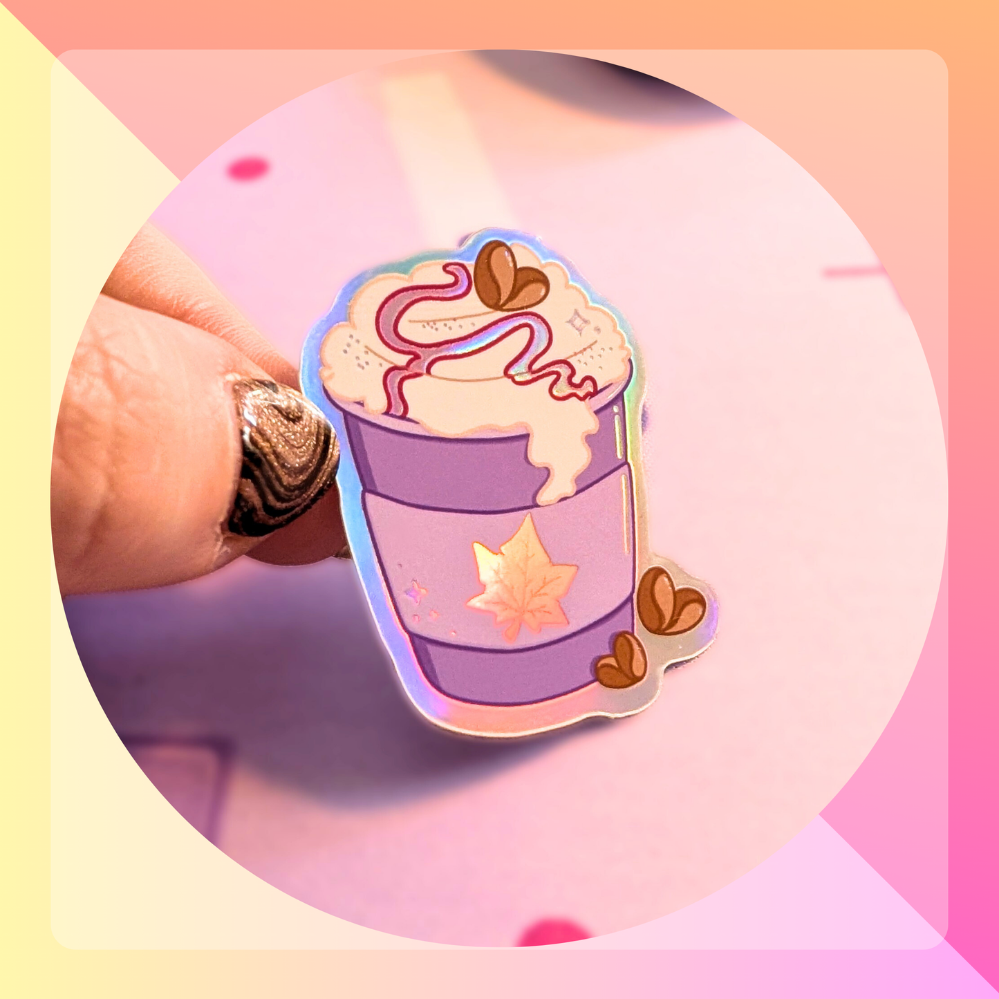 Maple Drink Takeaway Cup - Holographic Effects Sticker