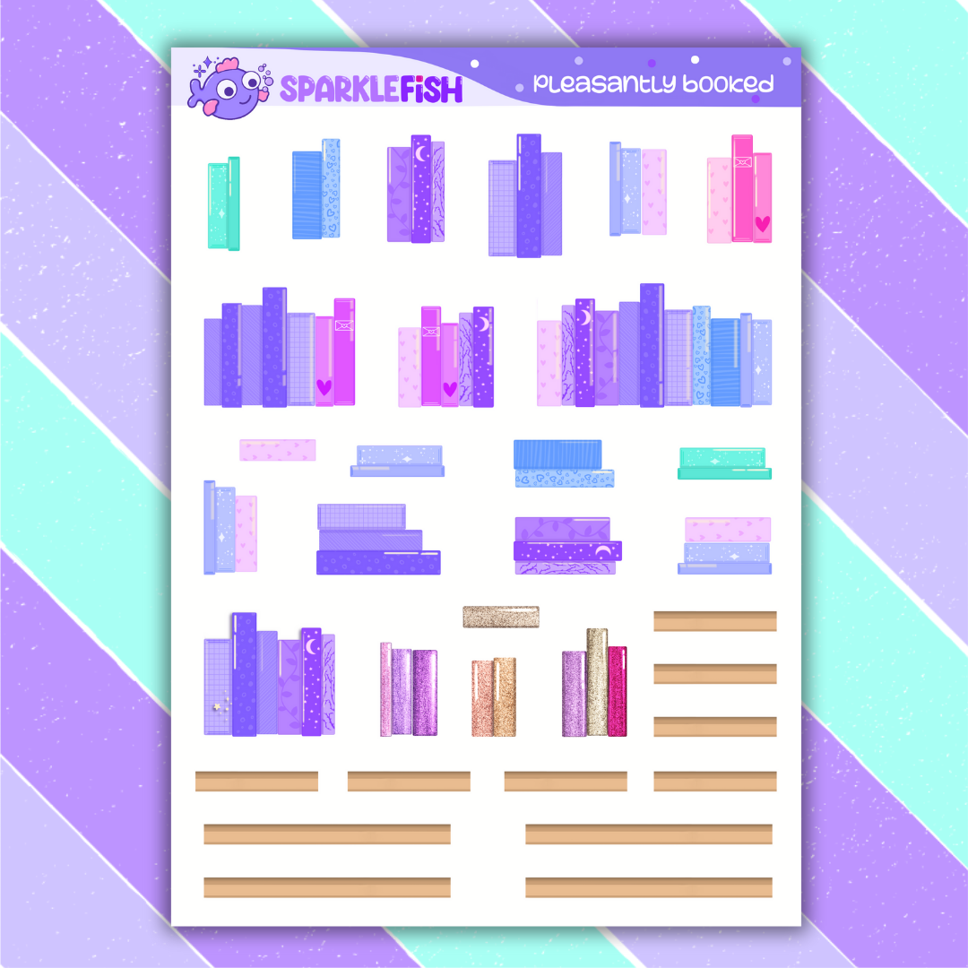 Pleasantly Booked Pastel Bookshelves - Sticker Sheet