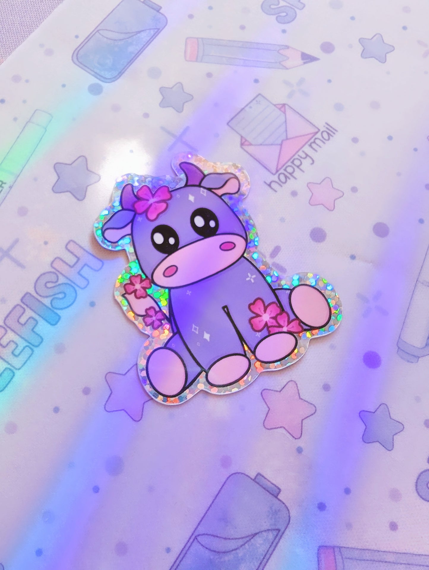 Luna - Blossom Purple Glitter sticker