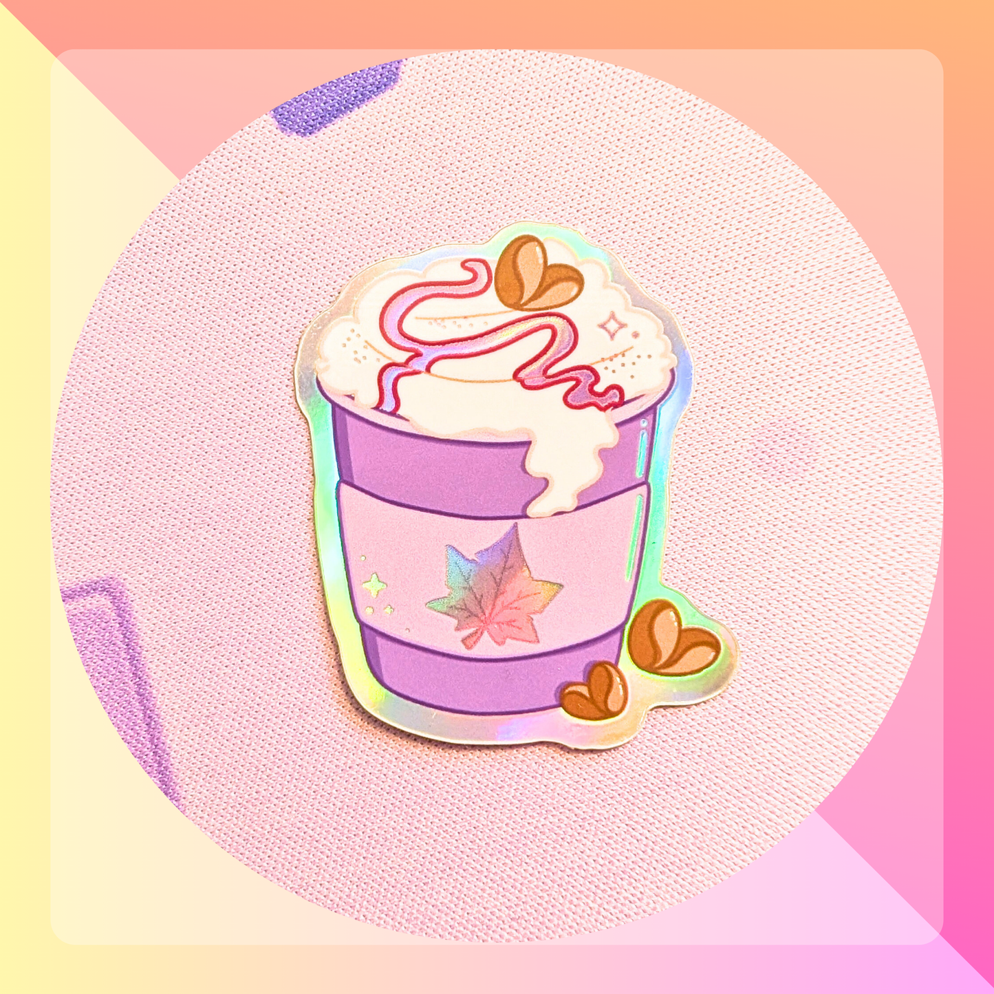 Maple Drink Takeaway Cup - Holographic Effects Sticker
