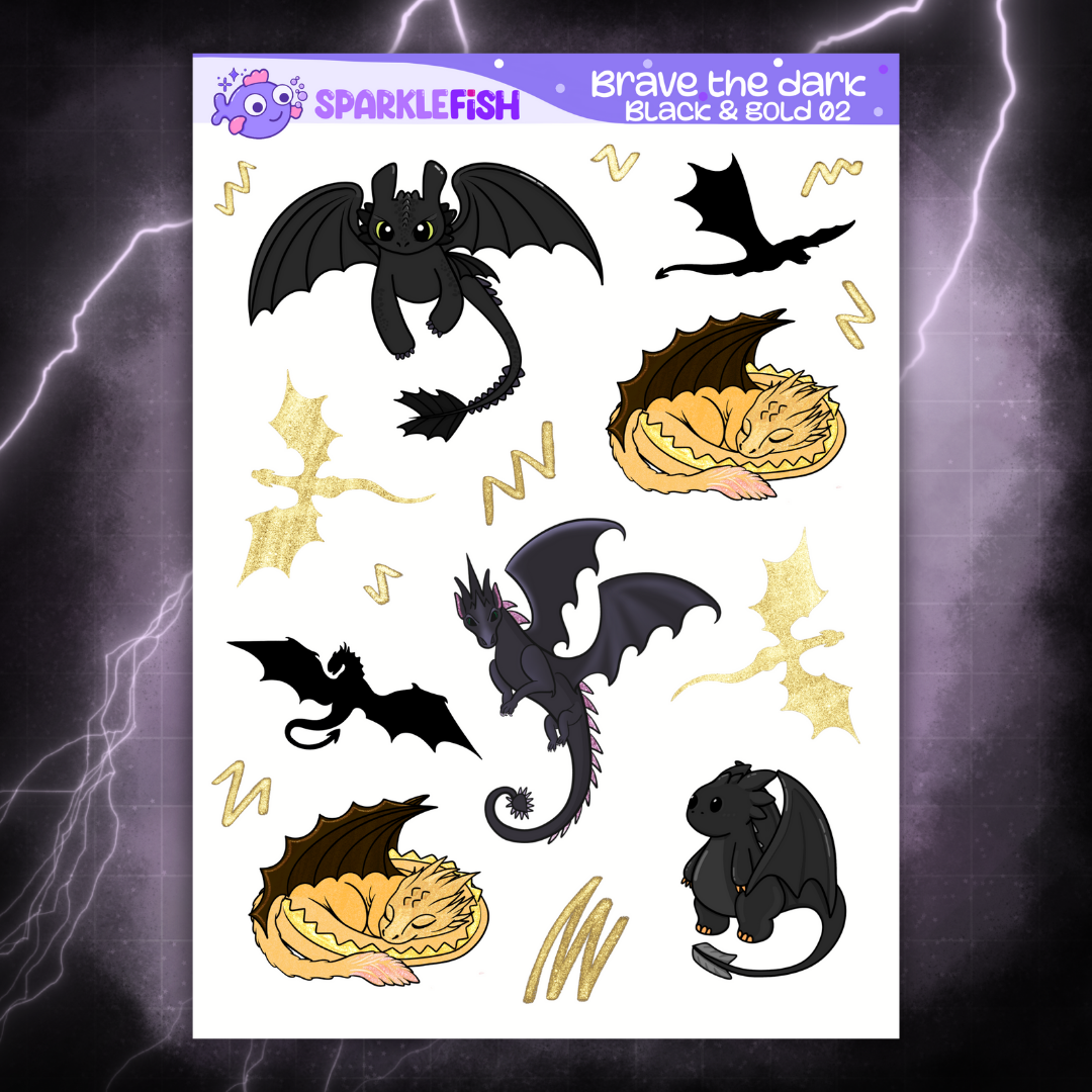 Brave the dark - Black and Gold 02 - Sticker Sheet
