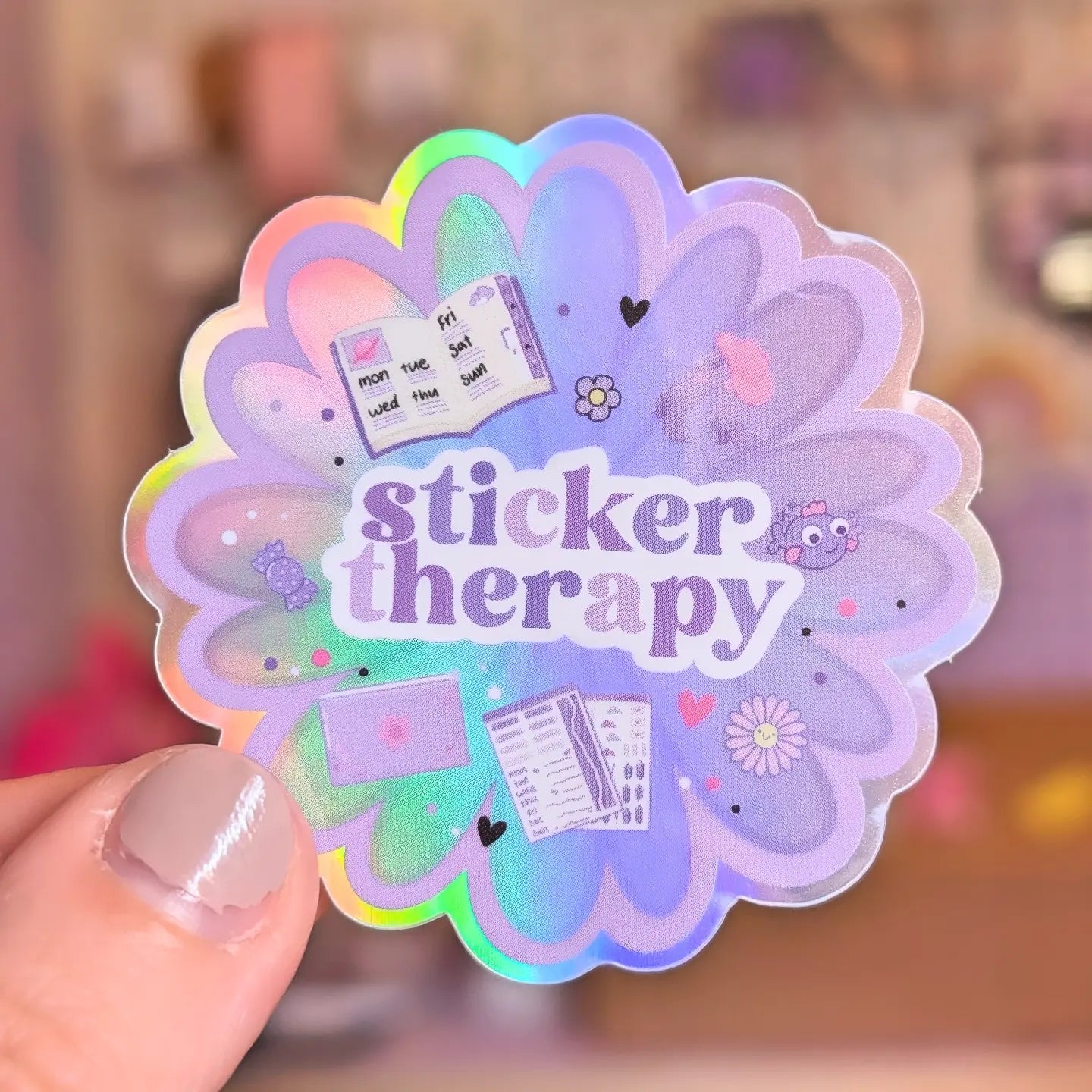 Sticker Therapy Holographic Effect Die Cut Sticker
