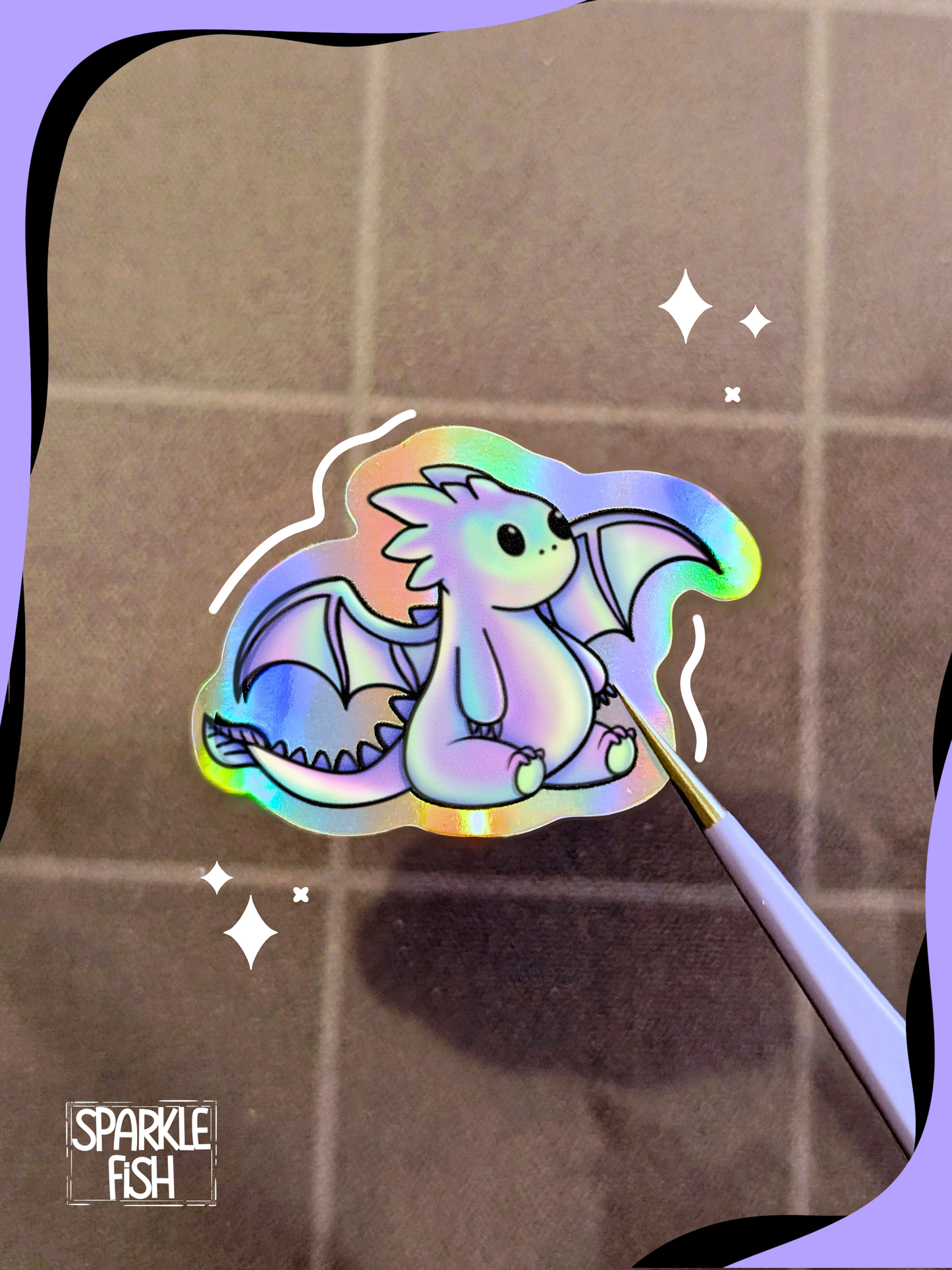Iridescent Feathertails Dragon - Holographic Waterproof Sticker