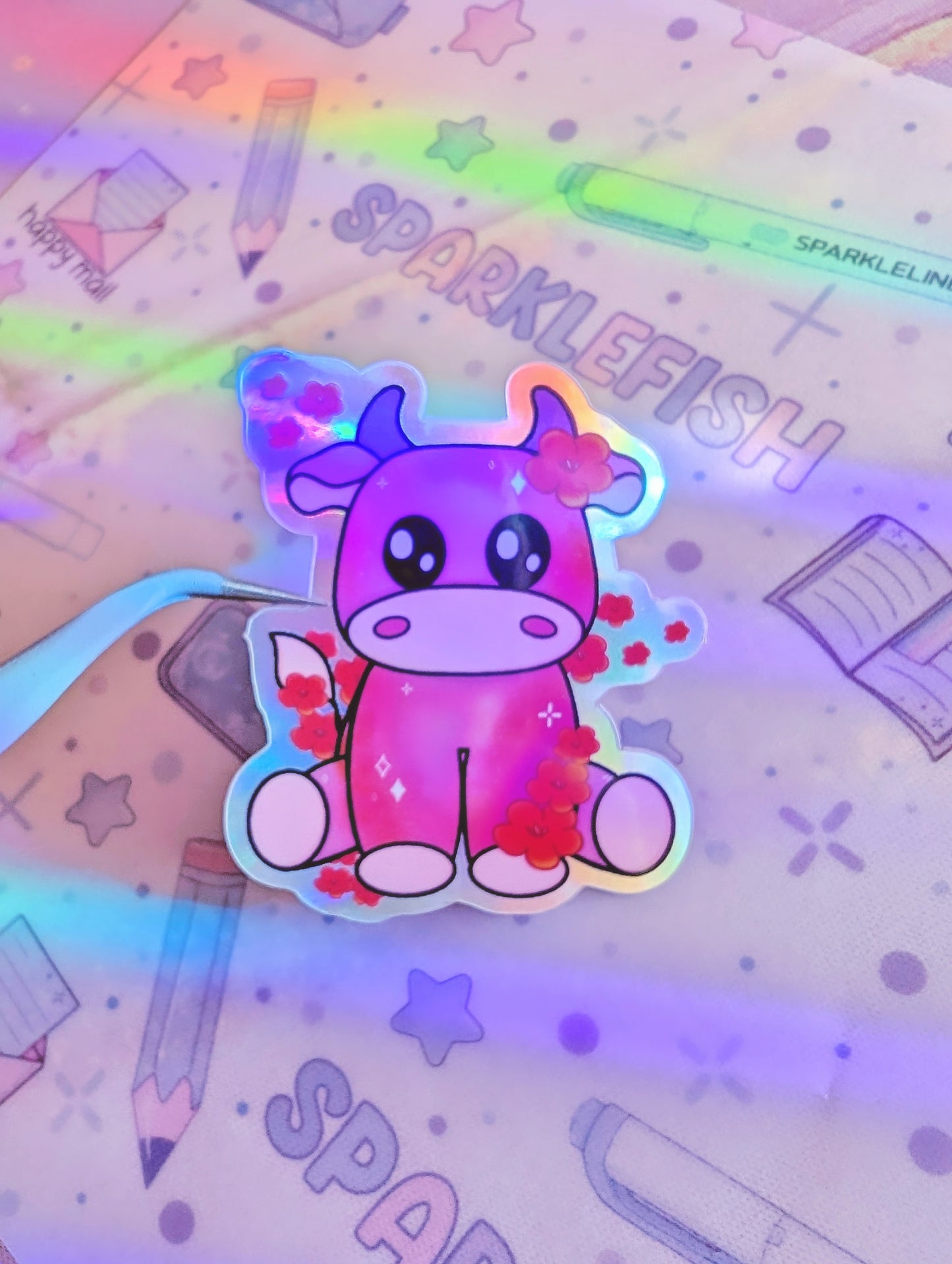 Luna - Ruby Red holographic sticker