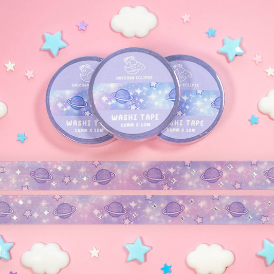 Blue Foiled Galaxy Washi Tape - Unicorn Eclipse - 15mm x 10m