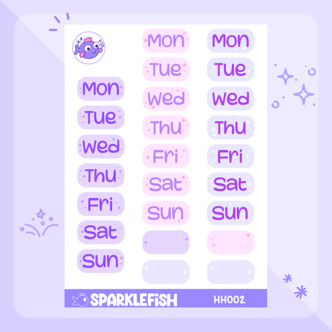 Days of the week - washi sticker paper