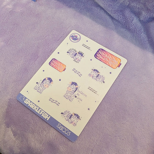 Snoozy Zebra Recharge Zzz - Vinyl Sticker Sheet