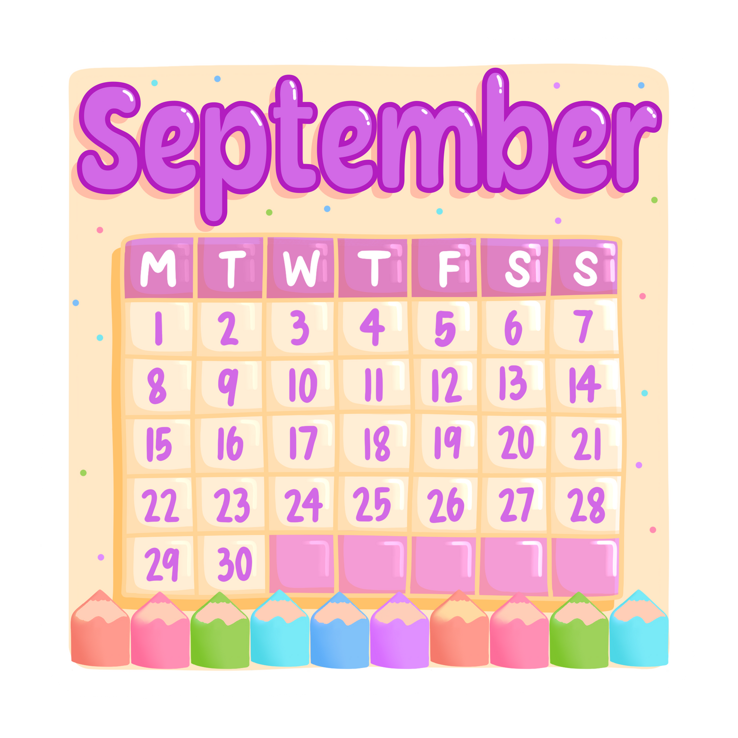 Calendar - Frosted Clear Waterproof Sticker