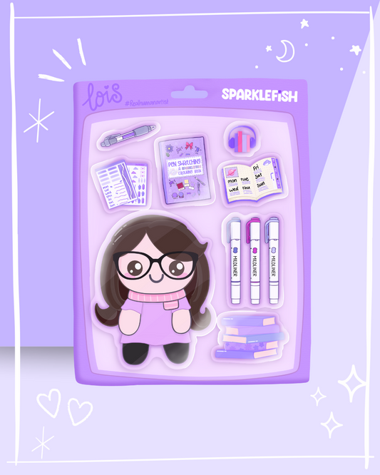 If Sparklefish was a doll - cute dainty matte vinyl Sticker