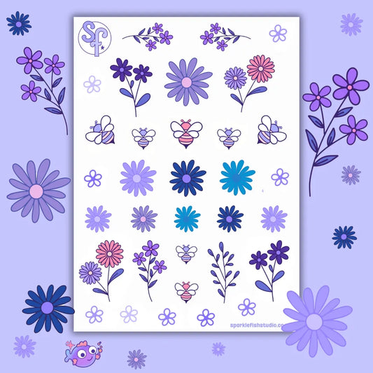 Flowers and Bees Deco Sticker Sheet