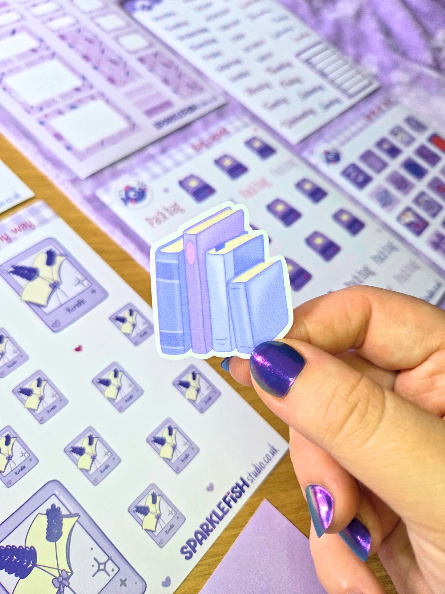 Purple Era Bookstack - fine Glitter sticker
