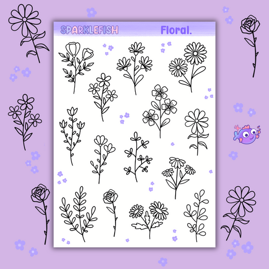 Floral Aesthetic Line Art