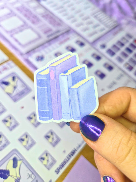 Purple Era Bookstack - fine Glitter sticker